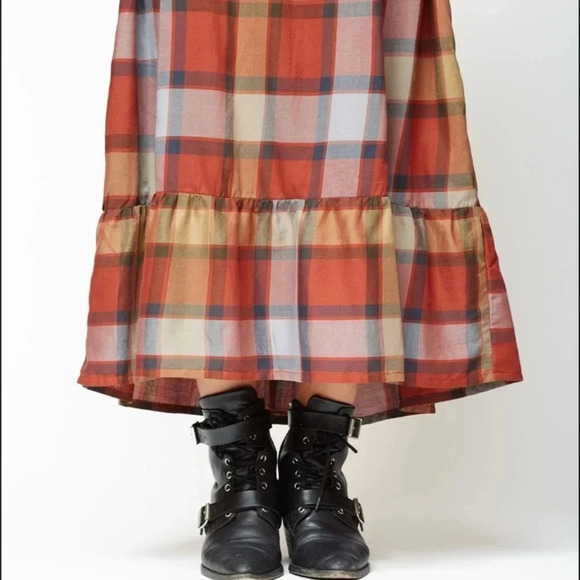 Gravel and Gold Velutina Maxi Dress in Plaid size Small - Picture 5 of 7